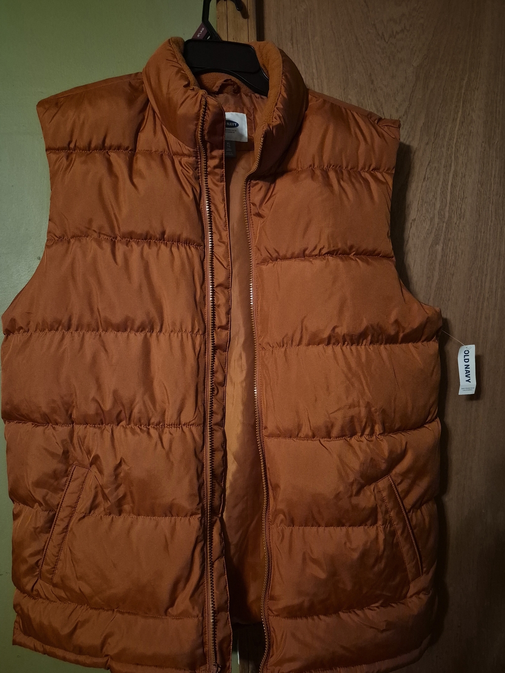 Old Navy Frost-Free Puffer Vest Orange XL New With Tags